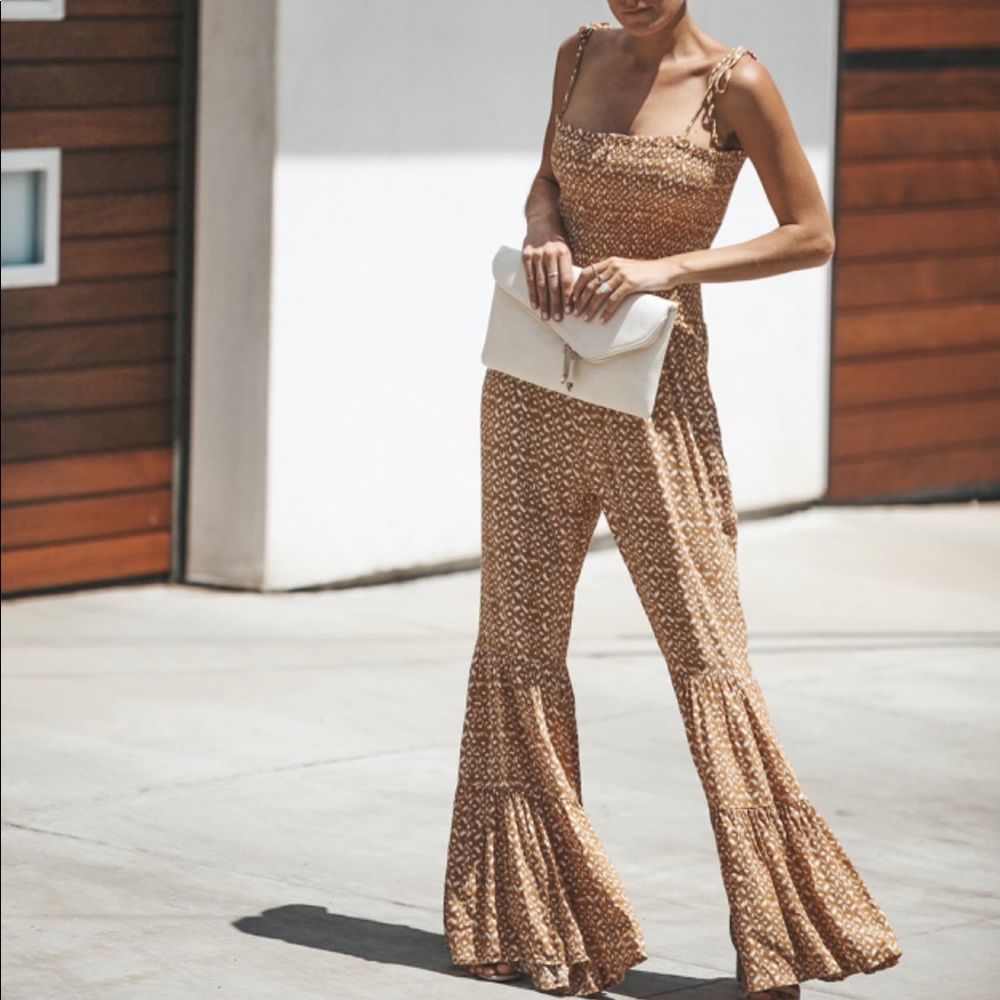 Rust orange Vici dolls bell bottom jumpsuit